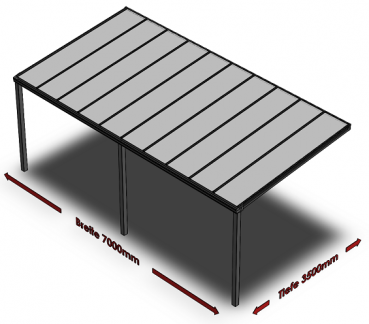 Preview: Überdachung mit VSG 8,76 mm matt, 7 x 3,5 m